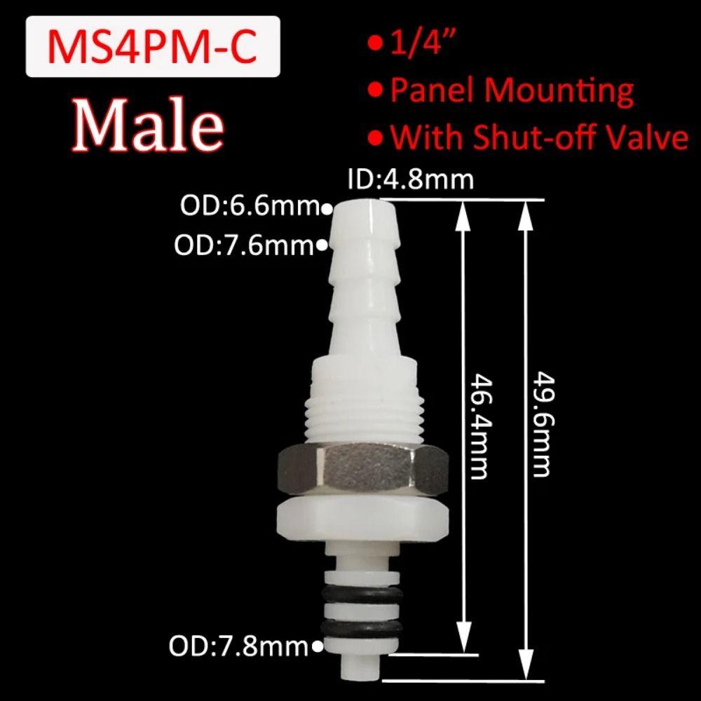 

1 шт., разъединяющий фитинг, соединительный штуцер для шланга, быстрозапорная муфта с клапаном для шланговой трубы MS4PM-C