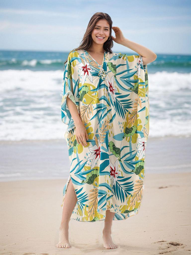 Rayon Handmade Knitted Beach Cover-Up, Plus Size, Long Robe, Bikini Sun Protection, 16 Colors Available