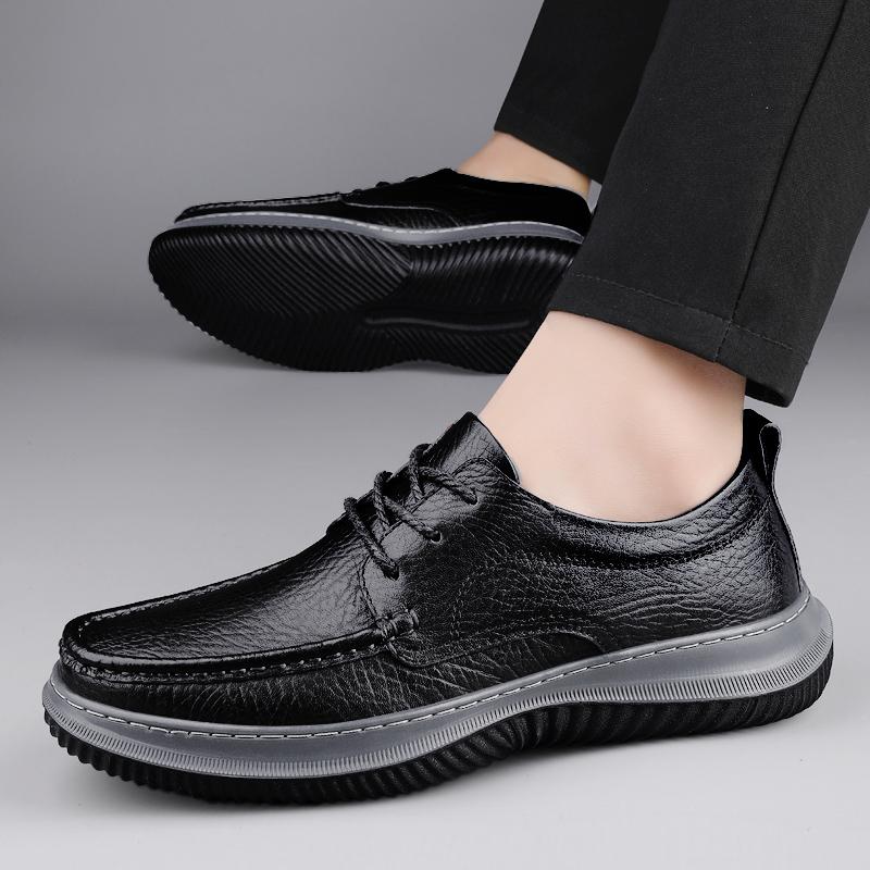 Fashion Walk Mens Oxford Shoes British Style Man Genuine Leather Casual Shoes Non-Slip Lace-Up Formal Dress Footwear Elegantes Men Shoe