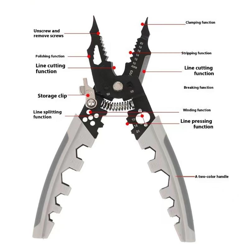 Multifunctional Steel Wire Stripper Crimper Tool With 28 Functions For Professional Electrical Wiring Tasks