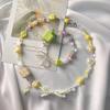 New Apple Paradise Beaded Necklace Love Square Bow Neck Chain Women's Niche Design High-end White Fashion