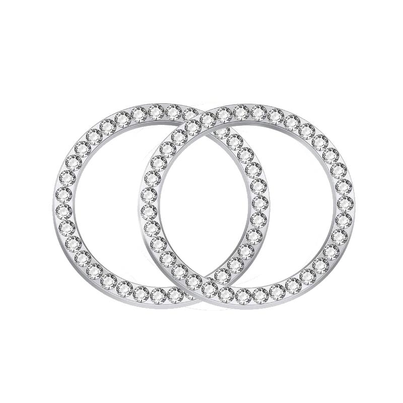 2Pcs 3DCar Key Ring Button Diamond Sticker Ignition Switch for Bling Decoration Circle Cover  Auto Motorcycle Styling Rhinestone