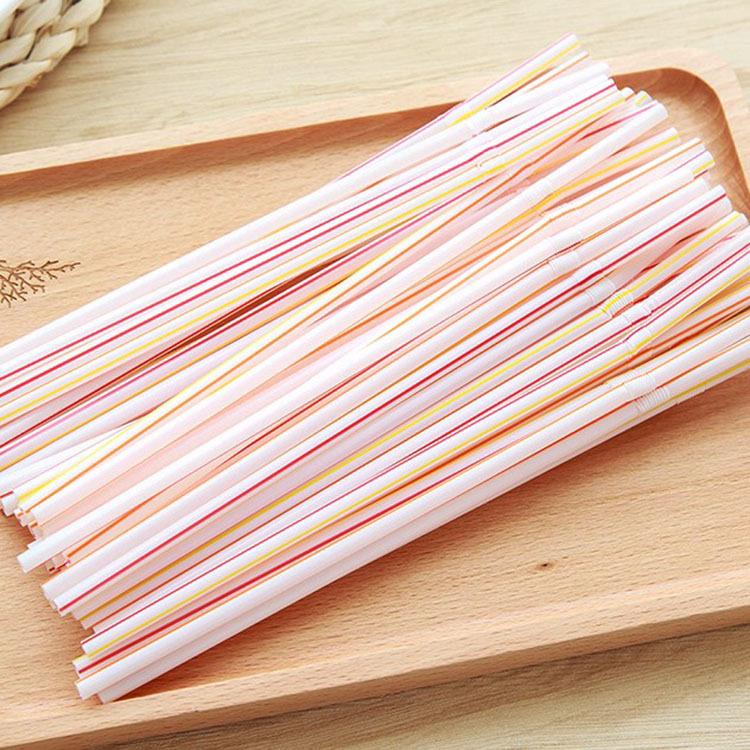 Disposable Color Elbow Plastic 100-Pack Straw Can Be Bent To Lengthen Juice Beverage Milk Tea Soy Milk Straw