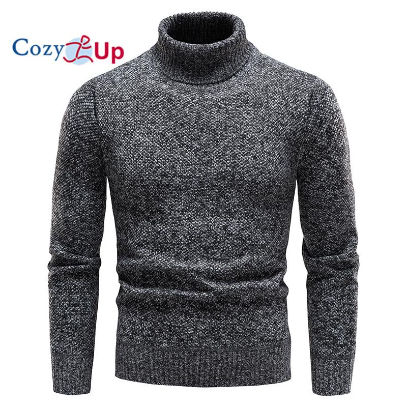 Cozy Up Men's Autumn and Winter Solid Thickened and Padded High-Collar Sweater