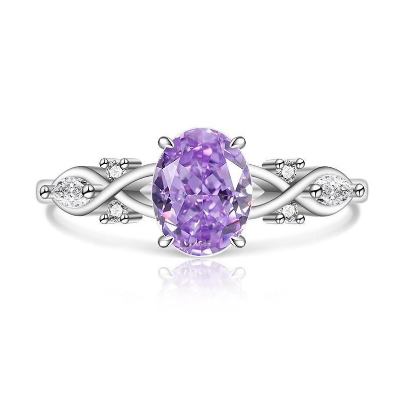 925 Sterling Silver Fashion Light Luxury Ice Flower Cut Zircon Twist Ring Birthday Party Anniversary Gift