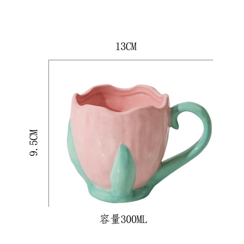 

Nordic Creative Tulip Flower Water Cup Керамическая кружка для офиса, послеобеденного чая, латте, кофе, чашка для домашнего завтрака, молока, напитков, подарков 300ml