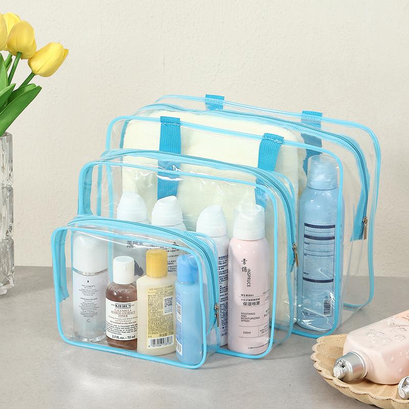 Portable 3-Piece PVC Transparent Cosmetic Bag Set – Large Capacity Waterproof Travel Toiletry Organizer