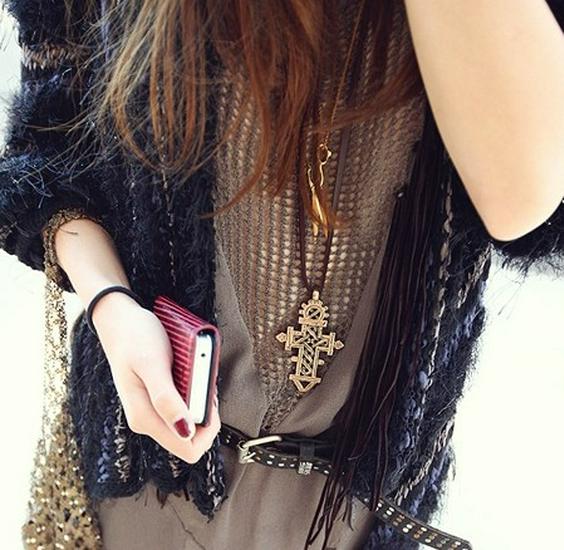 

Длинное женское ожерелье X421 с цветными хрустальными бусинами - Коллекция модных украшений