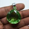 Gem-Verified Green Topaz 925 Sterling Silver Pendant 94.85 Ct Gems Lab Created My-376-k