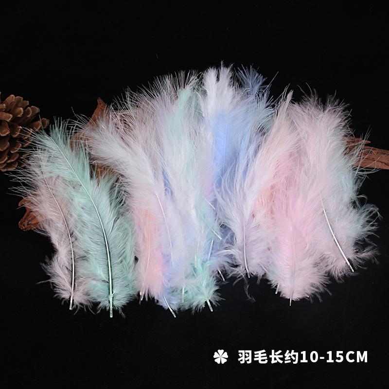 50Pcsdiy Color Feather Full Fleece Turkey Feather Clothing Antique Headdress Pet Toy Handicraft Decoration