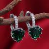 Silver Multi Color Heart CZ Hoop Earrings Halo Pave Crystal Leverback Heart Drop Earrings Women Multicolor Love Jewelry