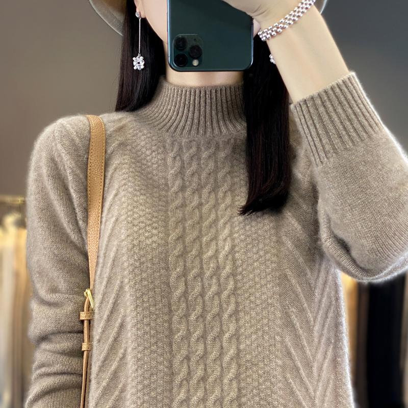 Damen Kaschmirpullover Qinghe Kaschmir 30% Kaschmir 70% Wolle warm und modisch Allrounder Herbst und Winter