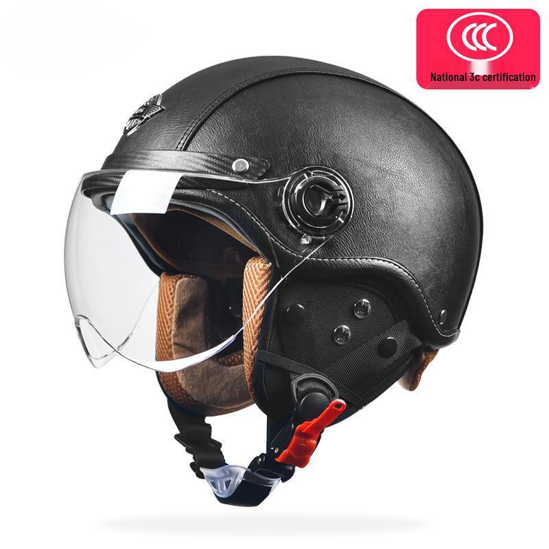 Men's & Women's Retro Electric Motorcycle Helmet - Universal Four-Season Half Helmet