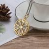 Gold Viking Necklace Men's, Viking Odin Logo Titanium Steel Hollow Compass Men's Pendant Necklace