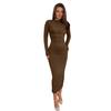 Bodycon Dress for Women Mock Neck Long Sleeve Midi Dress Ruched Slim Fit Party Cocktail Formal Dress Fall Wedding Guest Dress