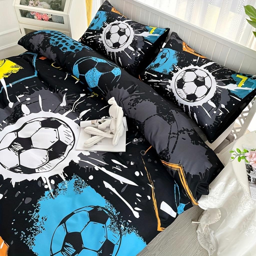 3-teiliges Crazy Football 3D-Druck Bettwäscheset Gemütliche Bequeme Bettbezug King Queen Twin Größe Geburtstagsgeschenk Schlafzimmerdekoration
