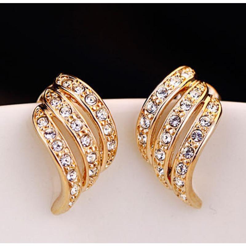 Fashion Angel Wings Stud Earrings - Fresh and Clean Feather Fashion Crystal Piercing Earrings