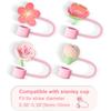 Cherry Flower Silicone Straw Cover For Stanley Cup Cute Silicone Flower Shape Drinking Dust Cap Straw Tips Cover Cup Accessories