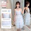 Mädchen Ärmelloses Mesh Prinzessinnenkleid