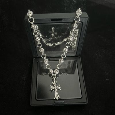 Collier croix rétro européen et américain pour homme street hip-hop marque tendance pendentif croix chaîne faite à la main accessoires pour couple