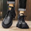 Hot Sale Brown Men's Boots Man Platform Boots botas para hombre Comfort Outdoor Men Motorcycle Boots Casual Lace-Up Ankle Boots