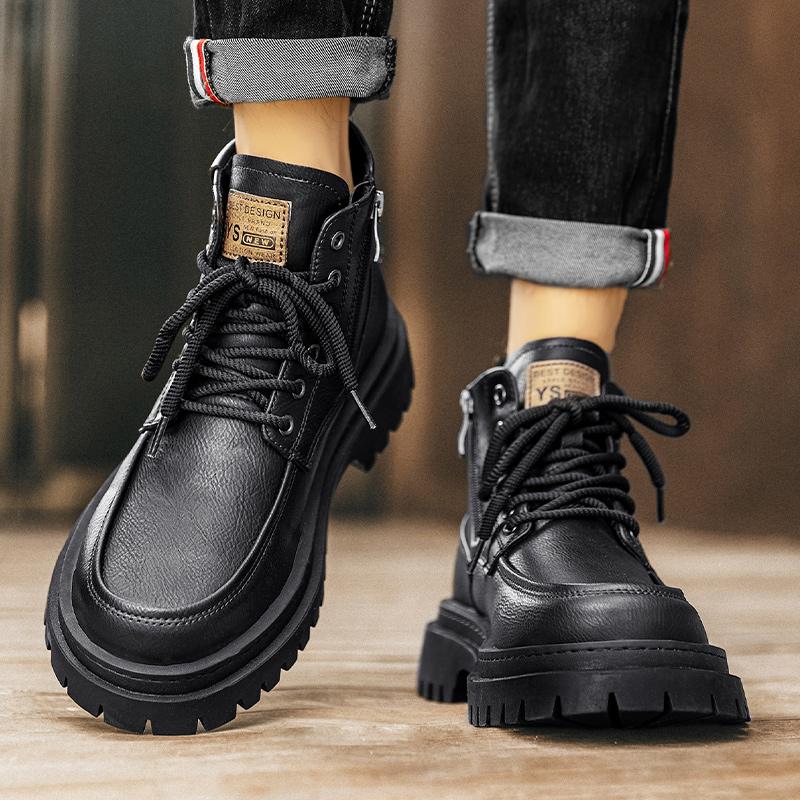 Hot Sale Brown Men's Boots Man Platform Boots botas para hombre Comfort Outdoor Men Motorcycle Boots Casual Lace-Up Ankle Boots