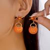 Design Sense Dripping Oil Pumpkin Earrings for Women Gothic Punk Rhinestone Bow Pumpkin Earrings Party Jewelry Accessories