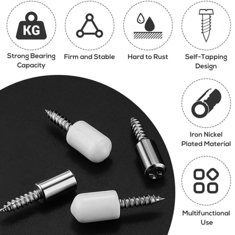 100-10PCS Cross Self-tapping Screw with Rubber Sleeve Laminate Support Home Wardrobe Cabinet Glass Hard Nonslip Partition Nails