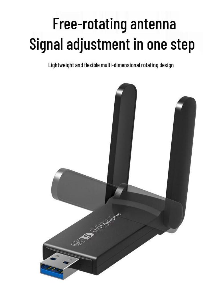 Dual-Band USB 3.0 Wireless Network Card with Bluetooth 4.2, 1300M Gigabit WiFi Receiver & Transmitter