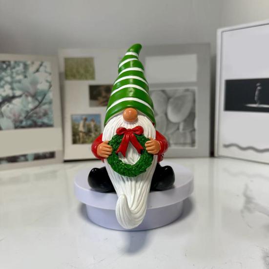 Christmas Gnome Figurine Cartoon Sitting Faceless Dwarf Resin Statue Sculpture Home Office Desktop Decoration Ornament