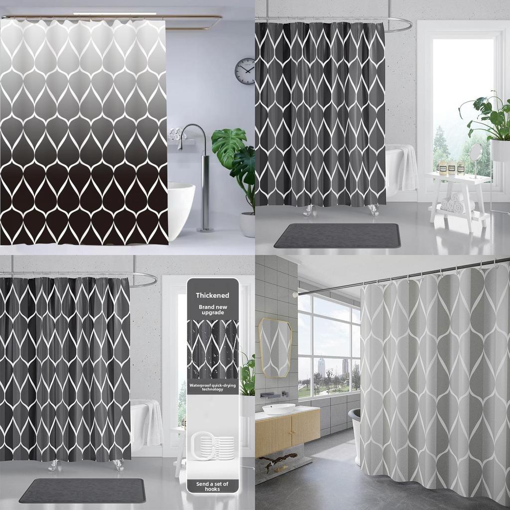 Curtains Shower Weighted Mould Proof Resistant Grey Black Shower Curtain Machine