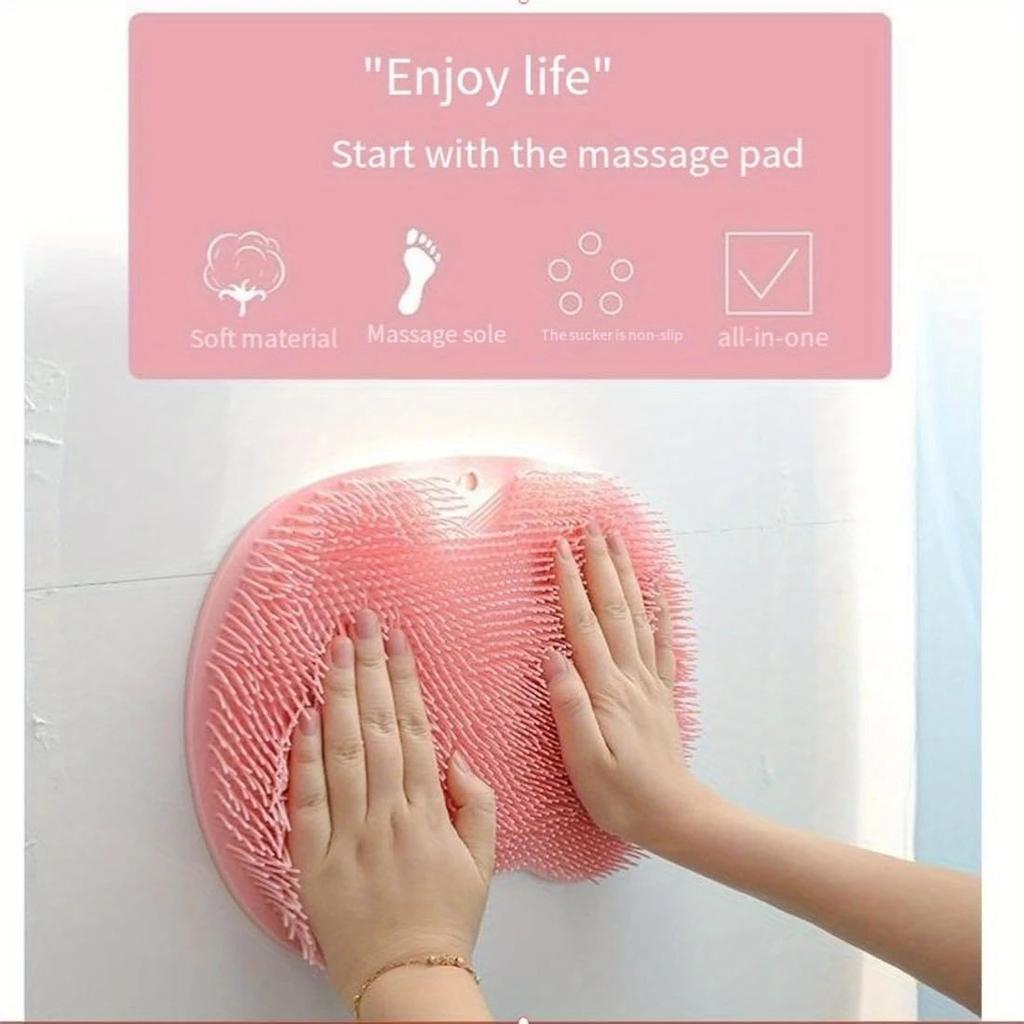 Foot Wash Brush Rub Back with Sucker Brush Bathroom Tool Foot Massage Pad Shower Massage Mat Exfoliating Bath Pad Bath Sponge