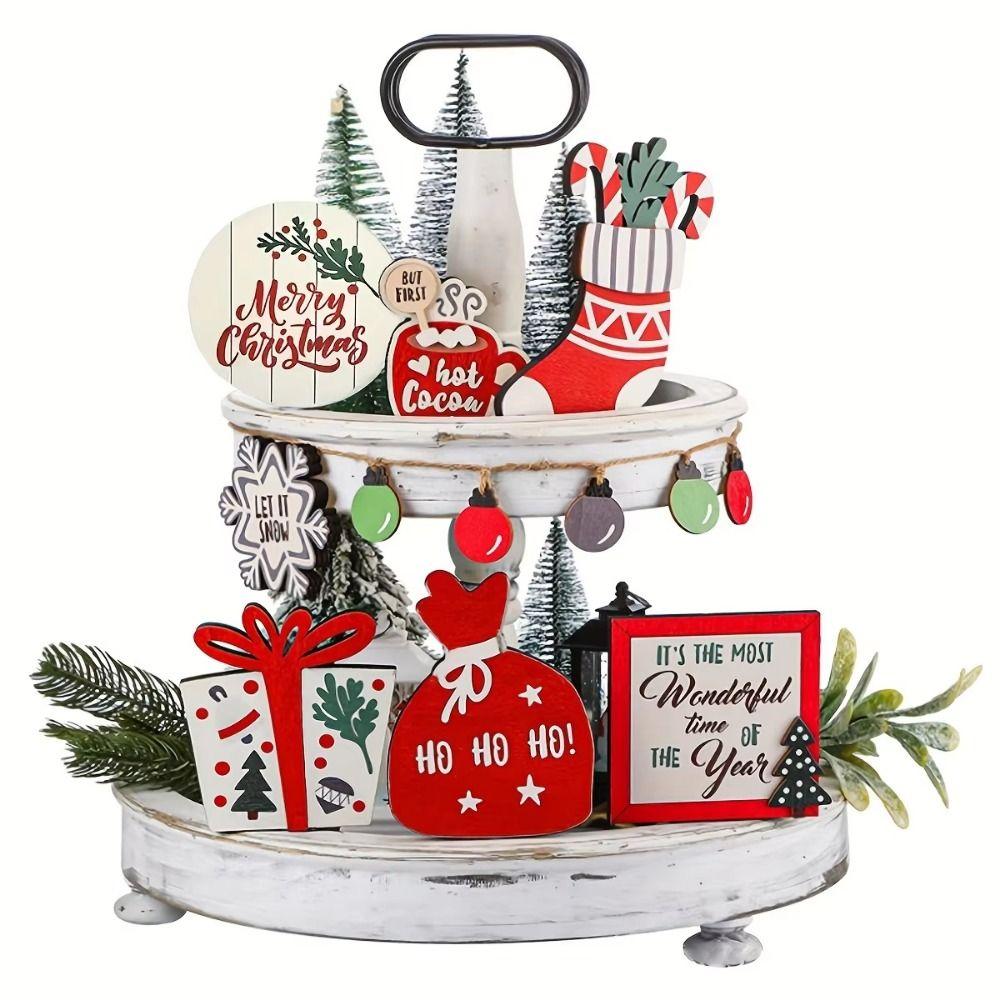 Tabletop Signs Christmas Tiered Tray Decor Christmas Farmhouse Christmas Decor  Festive Decor