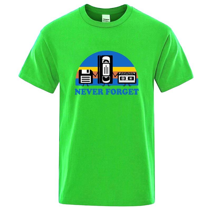 Summer Men's T-shirt Never Forget Sarcastic Graphic Music Funny Printed Cotton Blend T-Shirt Loose Male Top Casual Short Sleeve