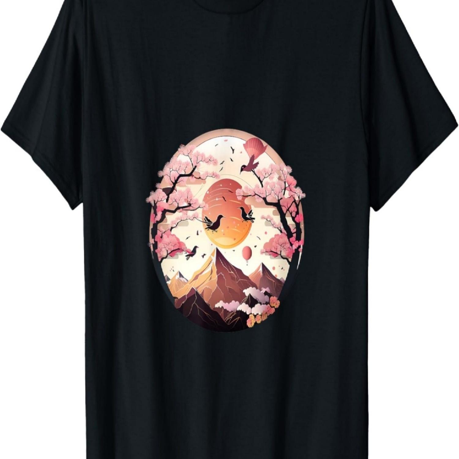 The Artistry of Nature -Inspired Cherry Blossom T-Shirt S чёрный