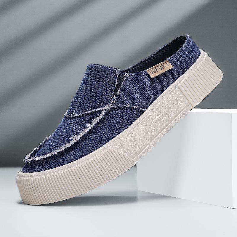 Thick Bottom Closed Toe Slides Half Shoes For Men Mules Platform Board Shoes Backless Loafers Slippers Semi-Drag Casual Shoes