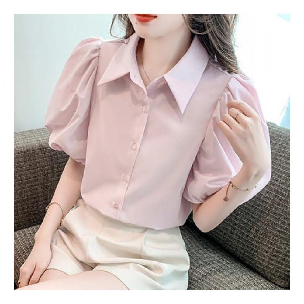 Navava Men Lovely Puff Short Sleeve Collar Shirt Nb2271