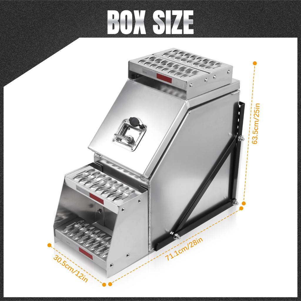 Aluminum Side Mount Tool Box Lockable Storage for Semi Trailer Truck Frame Step Fit for Peterbilt Kenworth Freightliner & More