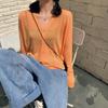 Women Summer Thin Knitted Shirt Top Cardigan V-Neck Full Sleeve Single-breasted Sunscreen Loose Solid Color