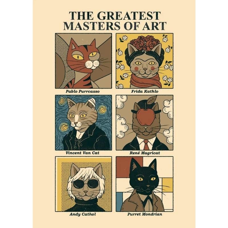 Vintage Cat Poster Tarot Cute Sun Moon Art HD Posters Canvas Paintings And Prints Wall Art For Living Room Home Decor Frameless