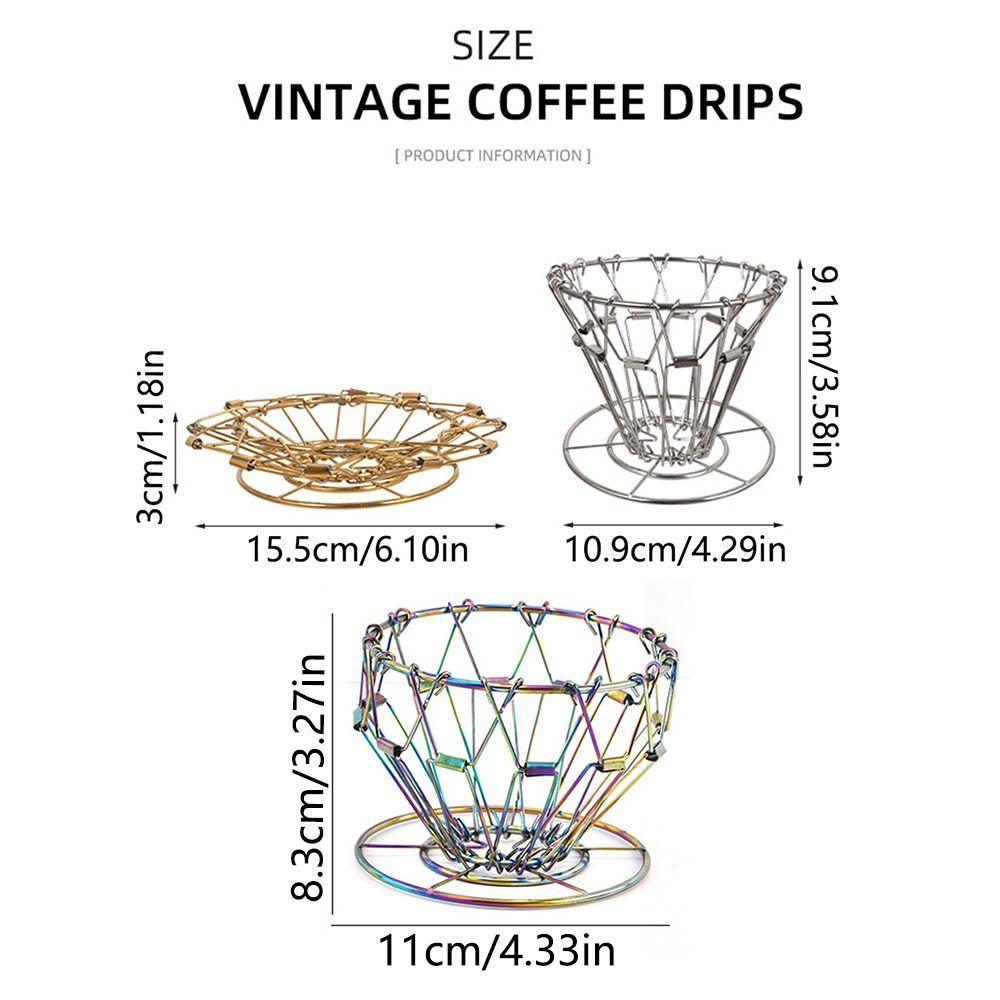 Stainless Steel Foldable Coffee Drip Stand Reusable Handheld Coffee Filter Paper Holder Rust-proof V-shaped