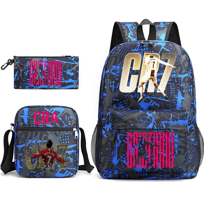 2023C Luo Surrounding Character Printed Backpack Three-piece Student School Bag + Shoulder Bag + Pencil Case Set