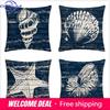 Home Decor Seashells & Starfish Nautical Style Pillow Covers Pattern Cushion Cover Suitable For Sofa Bedroom Car Pillow Cover