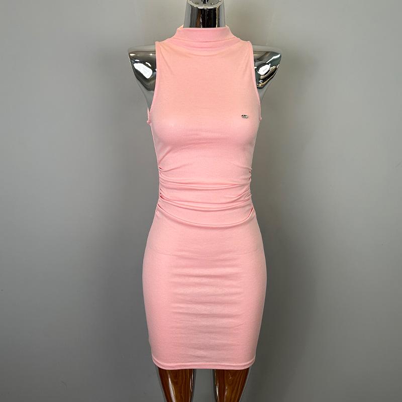Korean High-End Women's Sexy Sleeveless High-Neck Bodycon Dress
