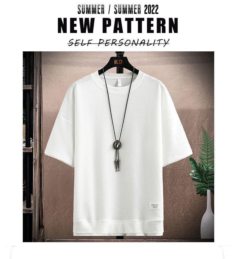 Heren Wafel Casual Sportkleding Set: T-shirt met korte mouwen & Trendy zomerse shorts