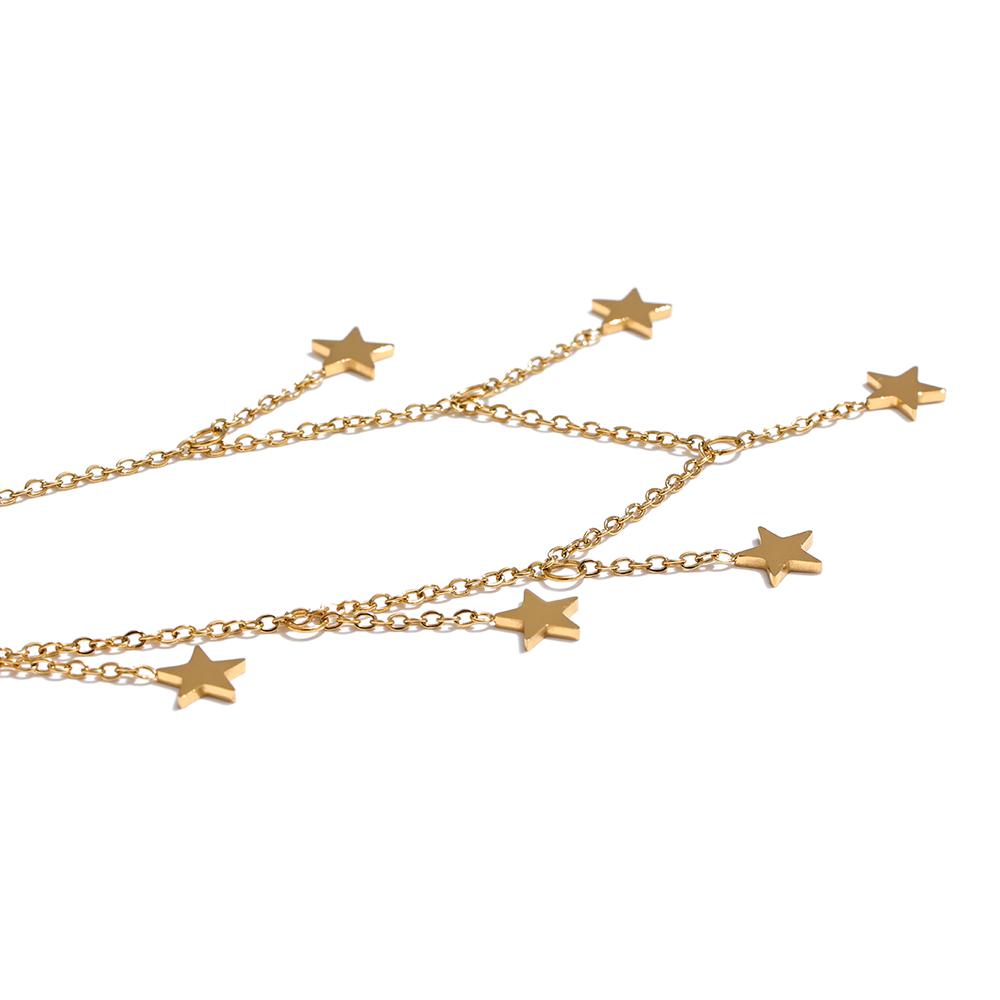 Yhpup 316L Stainless Steel Long Star Chain Anklet Summer Beach Foot Jewelry 18K PVD Plated Waterproof Accessories