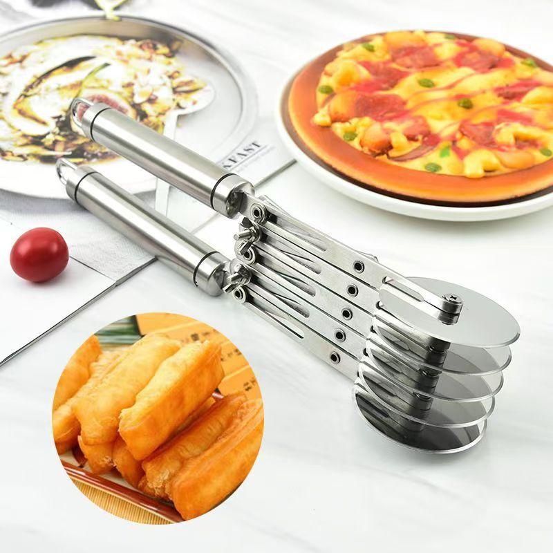 Stainless Steel Multiwheel Youtiao Cutter With Pizza And Pastry Blade For Kitchen Use