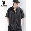 PLAYBOY Men's Ice Silk Short Sleeve Wrinkle-Resistant Shirt