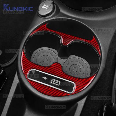 Real Soft Carbon Fiber Sticker For Fiat 500/Abarth 595/695 2016 2017 2018 2019 2020 2025 2025 2025 2025 LHD RHD Cup Holder Trim