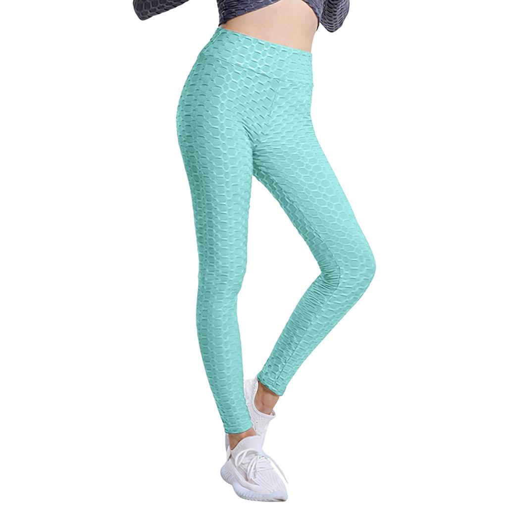 Women's Fashion Jacquarded High Elastic Sports Bodybuilding Cropped Pants Fitness Solided Color High Waist Hip Leggings